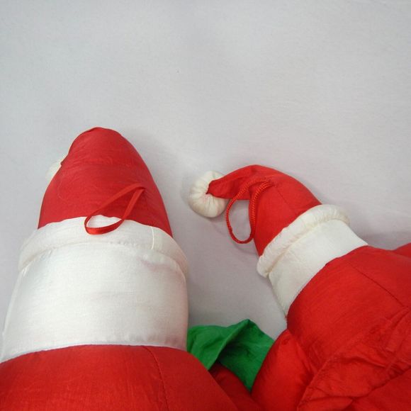 Vtg Set 2 Nylon Santa Claus Plush International Silver Co. Christmas 15" & 9" - Picture 5 of 16